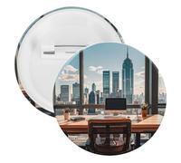 Urban Architecture Badge Metal Round Pins, Lightweight Brooch for Backpack, Fashion Button Pins Badge for Shirts, Jackets, Shawl Coat, Unisex, 5PCS, Tinplate, metal round pins
