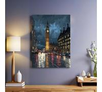 Urban Architecture Canvas Wall Art Big Ben in London Framed 60 x 40 cm Contemporary Print Poster Modern Artwork Ready to Hang for Corridor Hallway Flat
