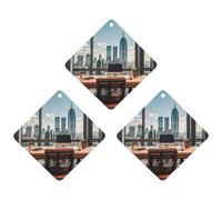 Urban Architecture Car Air Freshener, 3 Pcs Rhombus Hanging Air Freshener Cards, Long Lasting Fragrance Scented Cards for Car, Home, Office Black-style