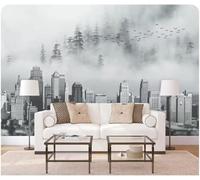Urban Architecture Jungle Mist Birds in Flight 3D Wallpaper Easy Install Feature Office Living Room Sofa Bedroom TV Background Wall Decoration-150cm×105cm