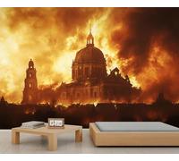 Urban Architecture Mural Wallpaper, Epic War Wall Mural, Ruins Wallpaper for Farmhouse Living Room Bedroom Sofa TV Background Decor - 280 * 200cm