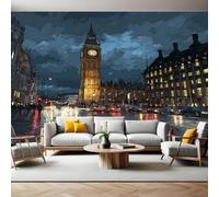 Urban Architecture Panoramic Mural Wallpaper 390 x 260 cm Big Ben in London Wall Mural Non-Woven Art Print Wallpaper Living Room Bedroom Sofa TV Backdrop Decoration Poster Picture Photo