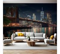 Urban Architecture Photo Wallpaper Brooklyn Bridge, New York Wall Murals for Living Room Bedrooms Office Tv Background Wall Large Mural Poster 300 x 210 cm Home Decoration