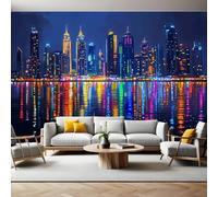 Urban Architecture Photo Wallpaper Dubai Night Scene Wall Mural Non-Woven Art Print 250 x 180cm Wallpaper Mural Photo Kids Bedroom Office Living Room Home Poster Decoration
