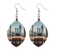 Urban Architecture Wooden Earrings for Women, Vintage Elegant Wood Jewelry, Lightweight Earrings for Wedding, Party, Everyday Jewelry Gift, Circular, Wood, wood