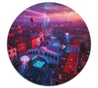 Urban Architecture1000 Pieces Circular Puzzle TownCreative Jigsaw Puzzles Adults & Kids Unique Challenge Games 1000pcs (67.5x67.5cm)