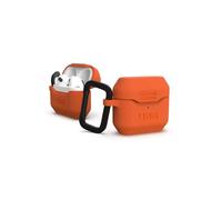 Urban Armor Gear Standard Issue Silicone Case for Apple AirPods 2021 Case - [Textured Antibacterial Silicone, Removable Carabiner Hook, Wireless Charging Compatible] - Orange 10292K119797