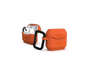 Urban Armor Gear Standard Issue Silicone Case for Apple AirPods 2021 Case - [Textured Antibacterial Silicone, Removable Carabiner Hook, Wireless Charging Compatible] - Orange 10292K119797