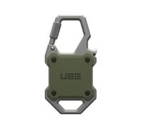 URBAN ARMOR GEAR UAG Compatible with AirTag Case with Built-in Bottle Opener Monarch - Hard Shell Lock Case Holder with Durable Locking Carabiner for Keys, Luggage & Bags, Olive Drab/Silver