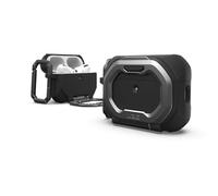 URBAN ARMOR GEAR UAG Designed for AirPods Pro 3rd Gen Case - Built-in Phone Stand Detachable Carabiner Clip Rugged Military Grade Drop Proof Protective Cover, Monarch Black/Silver