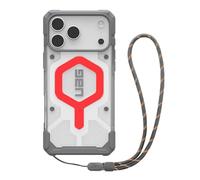 URBAN ARMOR GEAR UAG Designed for iPhone 17 Pro Max Case Pathfinder Clear + Wrist Lanyard Bundle - Compatible with MagSafe Luminous Glow in The Dark Military Grade Protective Cover, Active Lava