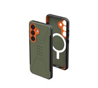 URBAN ARMOR GEAR UAG Designed for Samsung Galaxy S25 Case 6.2" Civilian - Compatible with Magnetic Charging Anti-Slip Rugged Military Drop Tested Protective Cover, Olive Drab/Orange