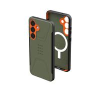 URBAN ARMOR GEAR UAG Designed for Samsung Galaxy S25 Plus Case 6.7" Civilian - Compatible with Magnetic Charging Anti-Slip Rugged Military Drop Tested Protective Cover, Olive Drab/Orange