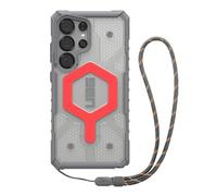 URBAN ARMOR GEAR UAG Designed for Samsung Galaxy S25 Ultra Case 6.9" Pathfinder Clear Bundle with Wrist Lanyard - Compatible with Magnetic Charging Luminous Glow in The Dark Cover, Active Lava