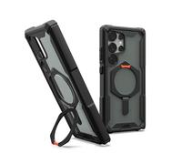 URBAN ARMOR GEAR UAG for Samsung Galaxy S25 Ultra Case 6.8" with Kickstand Plasma XTE - Compatible with Magnetic Charging Transparent Rugged Military Drop Tested Protective Cover, Black/Orange