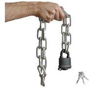 Urban August Security Chain Hardened 8mm Thick with a Weather-Resistant Pad Lock - Stainless Steel Heavy Duty Chain Lock for Gate Bike Generator Fence Outdoor - Anti-Rust Galvanized Steel (Chrome)