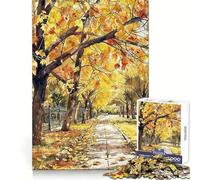 Urban Autumn Walk Jigsaw Puzzle for Adults 1000 Pieces Mind Exercise Pleasant Leisure Exact Cut Birthday Present (38x52cm)
