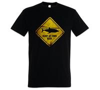 Urban Backwoods Shark Warning Sign Men T-Shirt Black Size XL