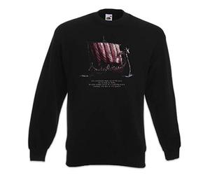 Urban Backwoods Viking Ship II Sweatshirt Pullover Sweater Sweat - Vikings Schiff Wikinger Langboot Drachenboot Langschiff Ruderboot Longship Norsemen Sizes S - 5XL Black