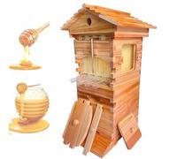 Urban Beekeeping Kit w/ 4 Frames, Cedar Hive Box, Observation Window, Honey Spout & 6 Trays for Pollinators, Easy Setup Backyard Garden