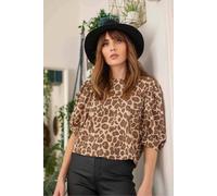 Urban Bliss Animal Puff Sleeve Blouse In Brown Brown