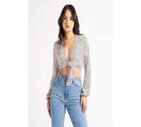 Urban Bliss Animal Tie Front Blouse In White White