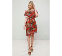 Urban Bliss Anita Red Paisley Asymmetric Ruffle Midi Dress - 14