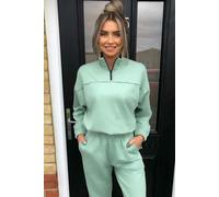 Urban Bliss Bay Elasticated Sage Half Zip Sweat - L