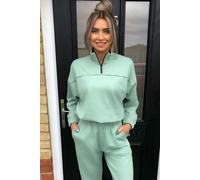 Urban Bliss Bay Elasticated Sage Half Zip Sweat - S