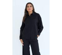 Urban Bliss Beige Linen Blend Oversized Shirt In Black Black 12