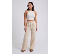 Urban Bliss Beige Linen Blend Wide Leg Trouser - 8