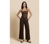 Urban Bliss Belted Wide Leg Trouser Chocolate - 10