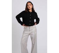 Urban Bliss Black Floral Button Cropped Cardigan Black S