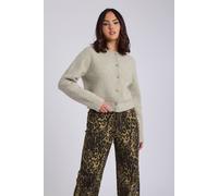Urban Bliss Black Floral Button Cropped Cardigan In Pale Green Pale Green L