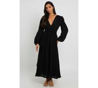 Urban Bliss Black Sleeved Elasticated Waist Maxi Dress - 8