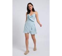 Urban Bliss Blue Cami Woven Frill Tea Dress With Lining - 14