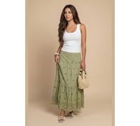 Urban Bliss Broderie Maxi Skirt Sage - 12