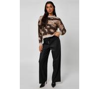 Urban Bliss Brown Rushed Yarn Abstract Print Jumper Brown M