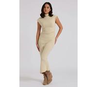 Urban Bliss Brushed Cream Jersey Maxi Ruched Dress - M