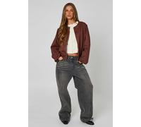Urban Bliss Chocolate Faux Suede Bubble Hem Jacket - 16