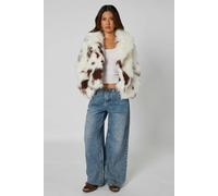 Urban Bliss Cow Print Faux Fur Jacket - 16