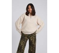 Urban Bliss Cream Ribbed Oversized Half Zip Jumper - M