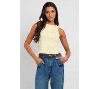 Urban Bliss Cream Sleeveless Button Front Top In Lemon Lemon 14