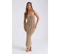 Urban Bliss Crochet Metallic Stripe Maxi Dress - M
