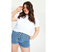 Urban Bliss Curve Virgo Button Front Short Mid Wash - 24