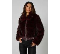 Urban Bliss Cut Faux Fur Belted Bomber Jacket - 14