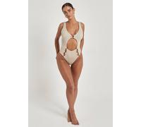Urban Bliss Cut Out Ring Swim Suit In Beige Beige