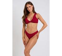 Urban Bliss Dark Red Textured Knot Front Bikini Top - 16