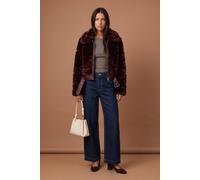 Urban Bliss Faux Fur Belted Bomber Jacket In Burgundy Burgundy