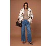 Urban Bliss Faux Fur Cow Print Jacket Multi